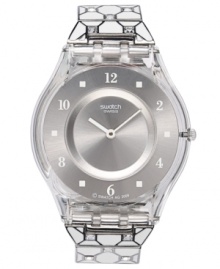 Modern elegance covers this enchanting timepiece from Swatch's Elegantly Framed collection.