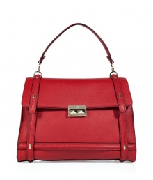 The ultimate investment bag, this Valentino purse boasts a classic shape with modernized styling - Top carrying handle, front flap, gold-tone hardware and front stud detail - Perfect for everyday use or for early evening cocktails