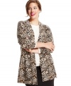 Lend instant sophistication to your casual ensembles with Charter Club's plus size cashmere cardigan, featuring a timeless animal-print-- treat yourself or someone you love!