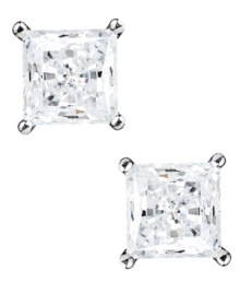 Take pride in adding all the extras. CRISLU's stunning stud earrings feature princess-cut cubic zirconias (3 ct. t.w.) set in platinum-plated sterling silver. Approximate diameter: 1/5 inch.