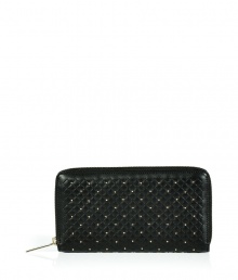 Ultra-chic with an edgy twist, this supple leather wallet from Valentino boasts a stylish sprinkle of studded embellishment - Classic rectangle shape, top zip closure, multiple pockets from credit cards, IDs, and bills, all-over stud detail - Perfect for daily use or as a thoughtful gift