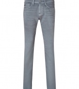 Stylish jeans in fine, medium grey cotton stretch blend - Soft yet ultra-durable denim with whisker detail in a chic faded rinse - Classic five-pocket skinny cut with belt loops, zip fly and button closure - Sleek and versatile, ideal for everyday - Pair with t-shirts, button downs and polos