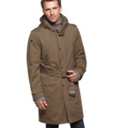 Rock the rain. This hooded coat from Kenneth Cole gets you ready to go, weather or not.