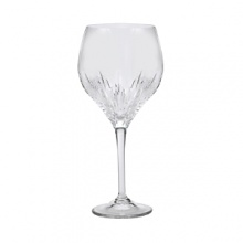 Delicately cut fine crystal stemware adds a graceful note to your formal dining. Shown from left to right: iced beverage, goblet, wine, flute.