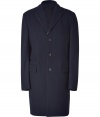 With a modernized haberdashery style, this Jil Sander wool-blend coat injects instant sophistication to any ensemble - Notched lapels, long sleeves, front button placket, flap pockets, back vent, straight silhouette - Wear with jeans and a pullover or with a sleek suit