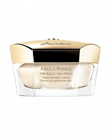 Abeille Royale Normal to Combination Day Cream contains the Pure Royal Concentrate ingredient, extracted from the natural healing power of bee products. Exclusive to Guerlain, this ingredient promotes the healing process in aging skin to help repair wrinkles and tissue firmness by 63% in just 16 hours. Specially designed for comination/oily skin, the formula features absorbing powders to remove excess oil for a matte, vevety finish. Skin appears more firm and toned from the inside out.