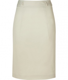 Inject instant chic to your workweek attire with this figure-flattering Schumacher pencil skirt -Classic pencil silhouette, front seaming detail, belt loops, exposed back zip closure - Wear with nude fishnets, a tie-neck blouse, and peep-toe platforms