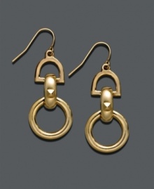 Instead of simple hoops, mix things up with Lauren by Ralph Lauren's geometric door knocker hoops. Earrings crafted in goldtone mixed metal. Approximate drop: 1-1/4 inches.