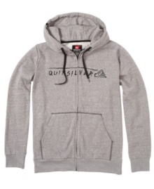 Get warm and stay chill in an embroidered fleece hoodie from Quiksilver.