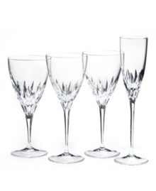 Romantic and sophisticated, Wedgwood Notting Hill stemware boasts deep cuts in a floral motif that brings refinement to your formal table. Coordinates with matching dinnerware. Iced beverage glass shown far left.