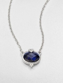 From the La Petite Collection. Faceted, rich corundum set in textured sterling silver accented with brilliant white sapphires on a link chain. CorundumWhite sapphireSterling silverLength, about 17Pendant size, about .6Lobster clasp closureImported 