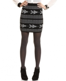 Love this sweater skirt from Pink Rose for its bodycon style and trend-right tribal graphic!