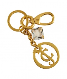 Add instant style to the everyday with this chic multi-charm logo keychain from Juicy Couture - Gold-tone logo charms with crystal details -  Perfect for daily use or as a thoughtful gift