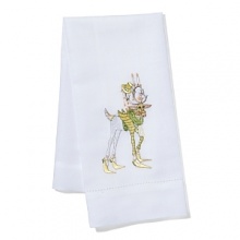 Whimsical interpretations of Santa's reindeer dress up this collection of linen tea towels from Patience Brewster.