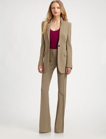 Impeccably tailored in a flattering, flared-leg style.Self waistbandZip fly with hook-and-tab-closureSeamed front and back creasesBack welt pocketInseam, about 37Fully lined63% polyester/27% viscose/7% cotton/3% elastaneDry cleanMade in Italy of imported fabric