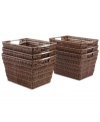 The natural order-bring definition to your space with this smart collection of storage baskets. Each basket adds an attractive accent to your space with a woven rattan-like plastic exterior, while also providing the durability, functionality and smart organization your busy home demands with a heavy-duty metal frame, stainless steel handles and an incredibly easy-to-clean design.