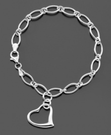 Grace your wrist with this lovely link bracelet with a precious open heart charm. Crafted in sterling silver by Giani Bernini. Measures approximately 7-1/2 inches long with a 3/4 inch drop.