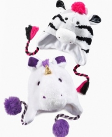 Zebra or unicorn, she'll wear these Greendog animal hats with a smile while they keep her ears toasty warm this winter.