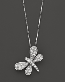 Diamond Dragonfly Pendant Necklace in 14K White Gold, 0.10 ct. t.w.