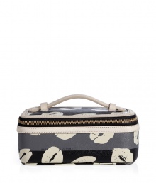 Travel with your favorite makeup essentials with this lip print covered cosmetic case from Marc by Marc Jacobs - Lip-detailed rectangular shape with zip-around closure, top handle, large compartment and mirror, leather trim - Perfect for daily use or as a thoughtful gift