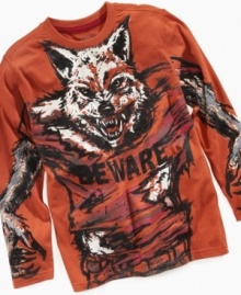 A wild style. This Industry 9 Beware werewolf tee keeps him warm and gives off a fierce look for him.