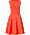 Tailored to perfection in an exquiiste shade of orange, Ralph Lauren Collections cotton-silk dress is as flattering as it is chic - Boat neckline, sleeveless, hidden back zip - Fitted bodice, full circle skirt - Wear with heels and a luxe cashmere cardigan