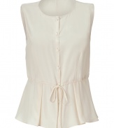 A sweet essential packed with wearing possibilities, Philosophy di Alberta Ferrettis sleeveless drawstring top is a chic and versatile choice - Round neckline, sleeveless, button-down front, drawstring waist with pleat detail - Loosely tailored fit - Wear with a boyfriend blazer, skinnies and flats