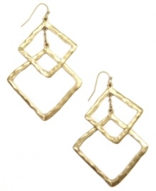 Double times the drama. RACHEL Rachel Roy's chic double drop earrings feature cut-out overlapping squares. Set in gold-plated mixed metal. Approximate drop: 3 inches.