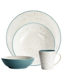 From basic to blooming. A fresh twist on a Noritake favorite, Colorwave Turquoise Bloom place settings offer the same sleek style and durability as the original dinnerware but with a pretty floral print.