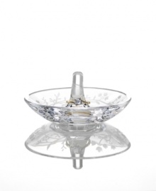 Utterly romantic, the Trousseau ring holder from Martha Stewart Collection features etched florals in clear glass. A safe (and beautiful) place to keep an engagement or wedding ring, it's perfect for the blushing bride.