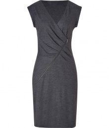 Perfect for a seamless transition from work to cocktails, Marc by Marc Jacobs diagonal zip wool dress is a cool modern take on workweek chic - Wrapped V-neckline with diagonal zip and pleating, cap sleeves, V back seam with pleat detail - Form-fitting - Wear with a cropped leather jacket and heels