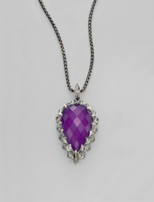 A substantial faceted teardrop of vivid purple sugalite is framed in a zigzag setting and hangs from a darkened chain. Purple sugalite Sterling silver Chain length, about 30 Pendant length, about 1½ Lobster clasp Imported