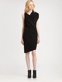 Backed by ingenious draping, this jersey go-to has a single cap sleeve and an asymmetrical hem that visually lengthens the legs. Asymmetrically draped necklineSingle cap sleeveAsymmetrical hemAsymmetrically draped v-backAbout 23 from natural waistViscoseDry cleanMade in USA of Italian fabricModel shown is 5'10 (177cm) wearing US size Small.