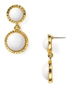 Give every look a frosty touch with these gold-rimmed drop earrings from Kenneth Jay Lane, boating a mod, swing and eye-catching resin buttons.