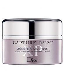 Capture R60/80 XP Ultimate Wrinkle Cream. Anti-wrinkle skincare inspired by the latest dermatological breakthroughs and derived from revolutionary stem cell research. It re-invents anti-wrinkle care by protecting and re-launching skin cell activity to encourage faster, healthier regeneration. XP Wrinkle Creme feels uniquely light and fresh. Plumps up skin from beneath lines, nourishes and envelopes the skin in a luxurious sense of comfort.