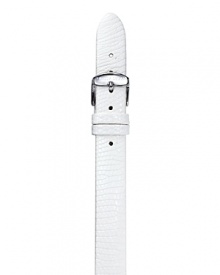 A quality leather strap from Philip Stein, rendered with lizard embossing and classic harness closure.