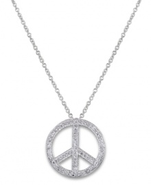 Promote a bright message of peace with this beautiful pendant by CRISLU featuring round-cut cubic zirconia (3/5 ct. t.w.) set in sterling silver with a platinum finish. Approximate length: 16 inches + 2-inch extender. Approximate drop: 1 inch.