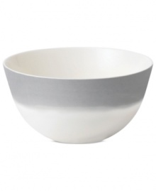 Effortlessly chic, the Simplicity Ombre soup and cereal bowl by Vera Wang Wedgwood features a soft band of gray in casual white porcelain.