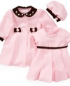 She'll look just picture-perfect in this prim, petal pink and retro-inspired three piece set from Bonnie Baby.