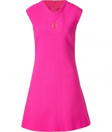 Liven up your cocktail looks with Goats hot pink wool-crepe shift, perfect for adding that chic retro edge to your outfit - V-neckline with keyhole cut-out, cap sleeves, hidden back zip - Fitted top, A-line silhouette - Wear with a sleek envelope clutch and just as bright platform pumps