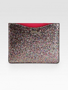 This sleek and compact iPad case is given an extra dose of sparkle with allover multicolored glitter. Coated in glitterFully lined8½W X 10H X ¾DImportedPlease note: iPad® not included.