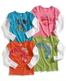 With a sporty collection of colors and graphics, these layered tees from adidas will have her looking cozy and cute.