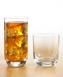 Simply sleek, simply handled. These double old fashioned glasses (shown at right) feature a curved thick-bottomed design.