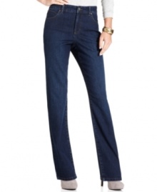 Fashion and function combine when you wear Style&co.'s petite jeans. They feature a slimming tummy-control panel plus studs and embroidered details for an on-trend look.