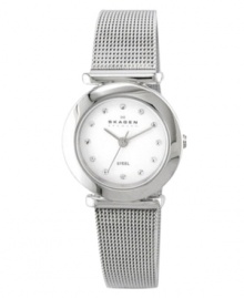 A polished look, perfect for the office. In sleek stainless steel accented with Austrian crystals on the watch face. Water resistant, quartz movement and scratch-resistant mineral crystal. Carries the Skagen Denmark limited lifetime warranty.