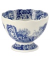 With a quaint country scene and the Imari Oriental border of Spode's Blue Italian dinnerware, this footed bowl lends distinct old-world charm to traditional tables.