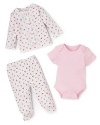 Absorba Infant Girls' Cherry 3 Piece Bodysuit & Pant Set - Sizes 0-9 Months