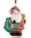 A jolly, happy soul! This mouth-blown glass Santa ornament from Vaillancourt is delicately crafted with gem, beaded and sparkling details for a brilliant addition to any Christmas tree.