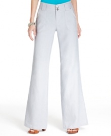 INC updates casual linen pants with glamorous rhinestone studs and a touch of crochet. The curvy fit works right for your shape, too!