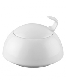 Simply smooth and modern in crisp white porcelain, the TAC 02 covered sugar offers a timeless balance of form and function. With a hooked lid and shape inspired by ancient Chinese tea bowls.